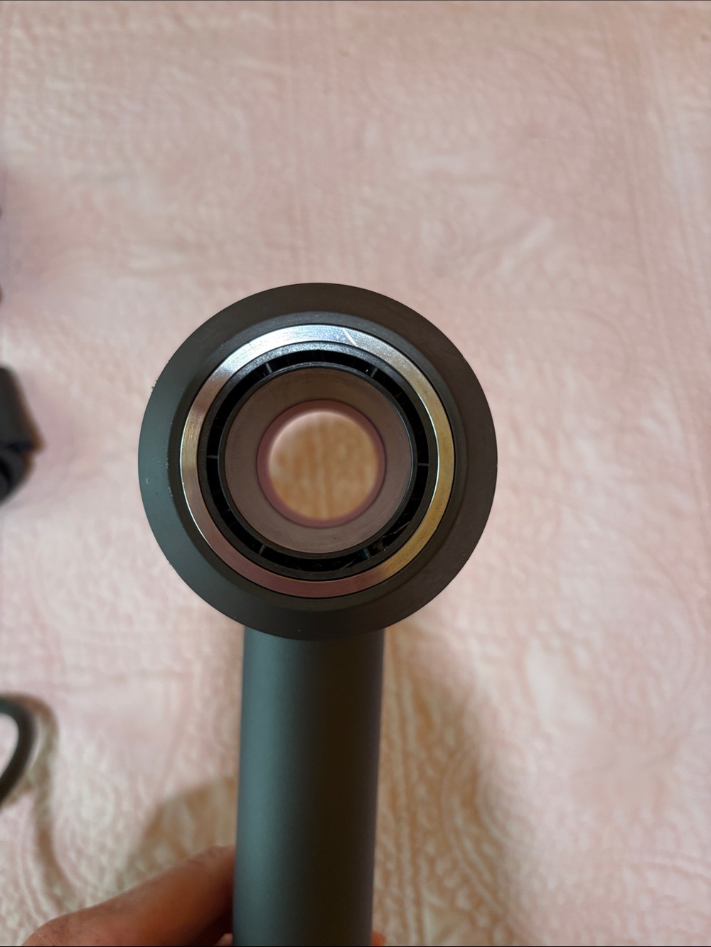 Dyson hair dryer in fuchsia pink and dark gray with attachments - Picture 4 of 7